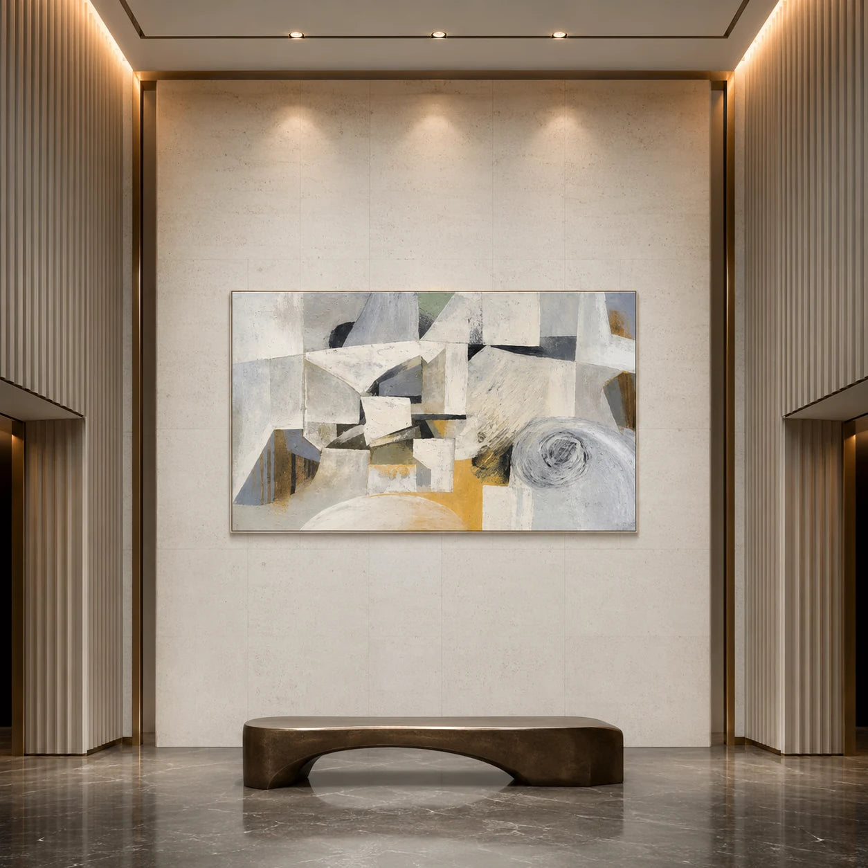 Construct - hand-painted abstract oil painting in a styled interior