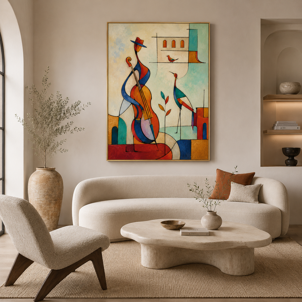 Cubist Serenade - hand-painted abstract oil painting on canvas by Realoilart