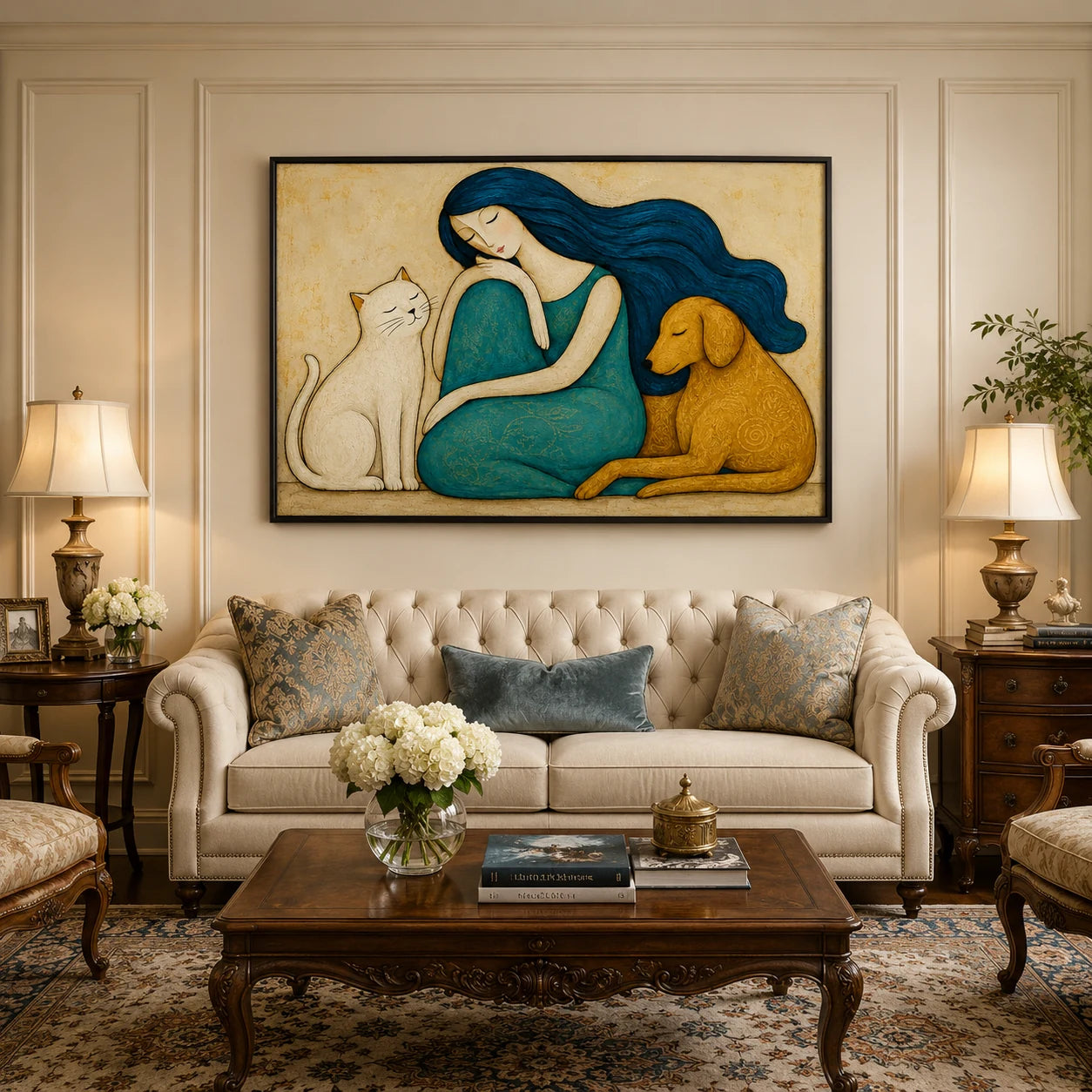 Gentle Kinship - hand-painted animal oil painting on canvas by Realoilart