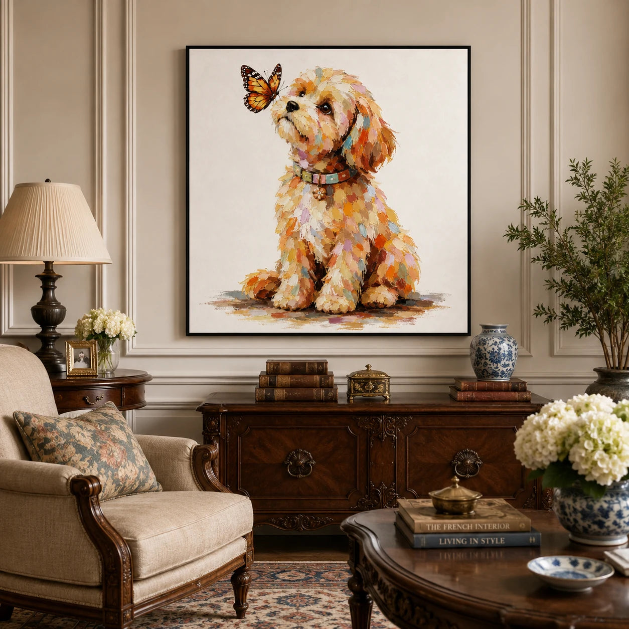 Merriment - hand-painted pet portrait oil painting on canvas by Realoilart
