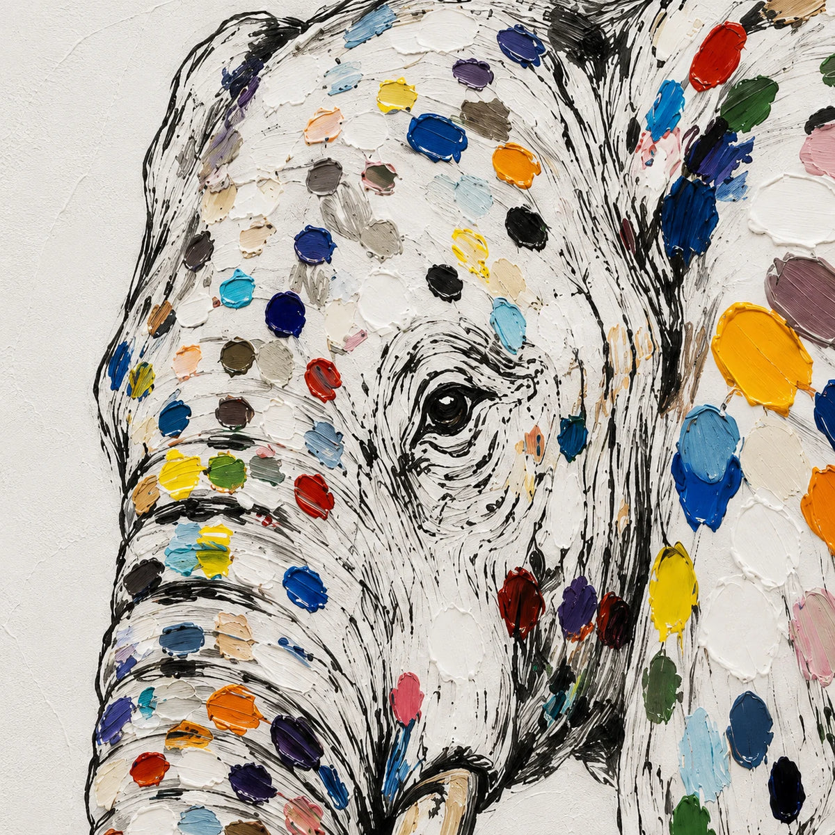 Ivory Memory - hand-painted animal oil painting on canvas detail 6 by Realoilart