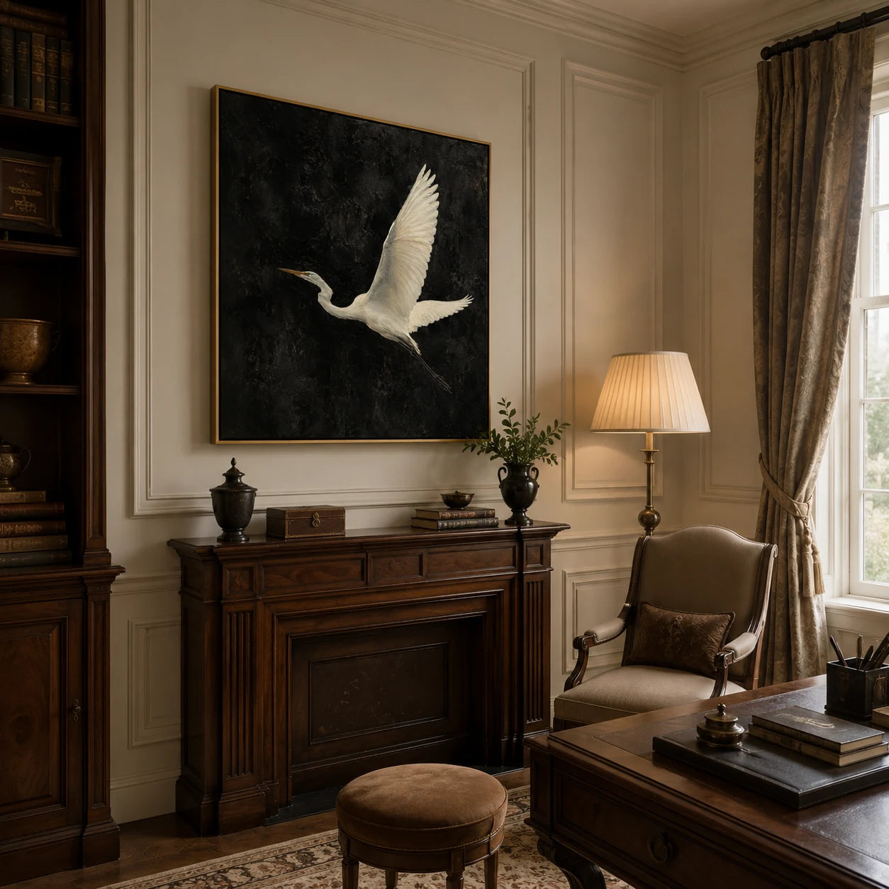 Ascension - hand-painted bird oil painting on canvas detail 2 by Realoilart