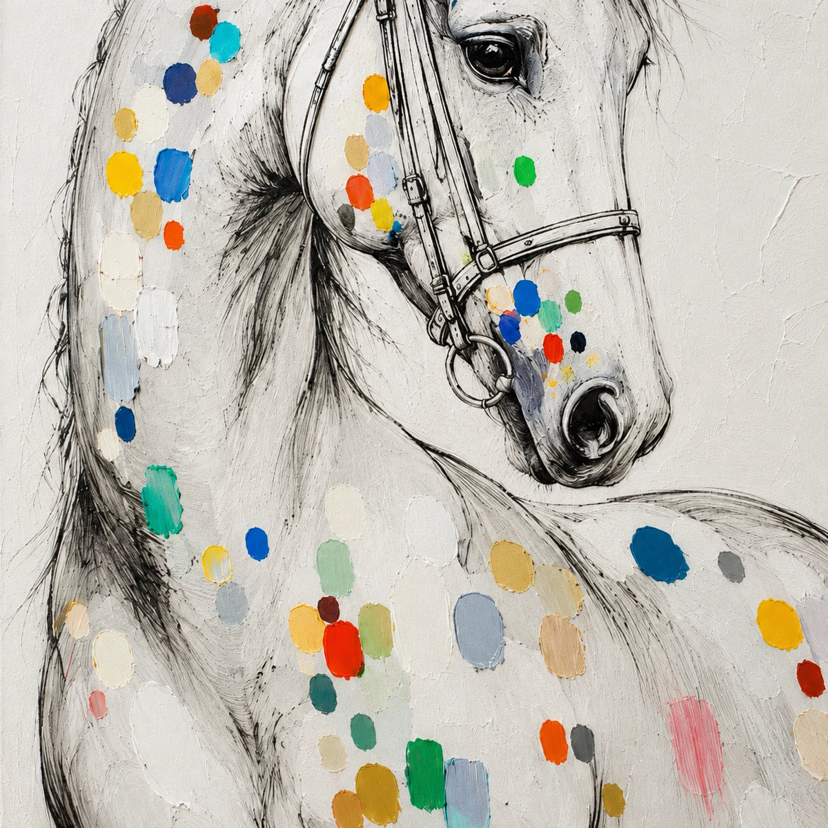 Dappled Grace - hand-painted horse oil painting on canvas detail 7 by Realoilart