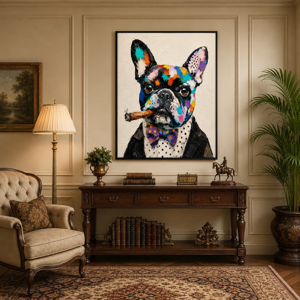 Harlequin - hand-painted pet portrait oil painting on canvas by Realoilart
