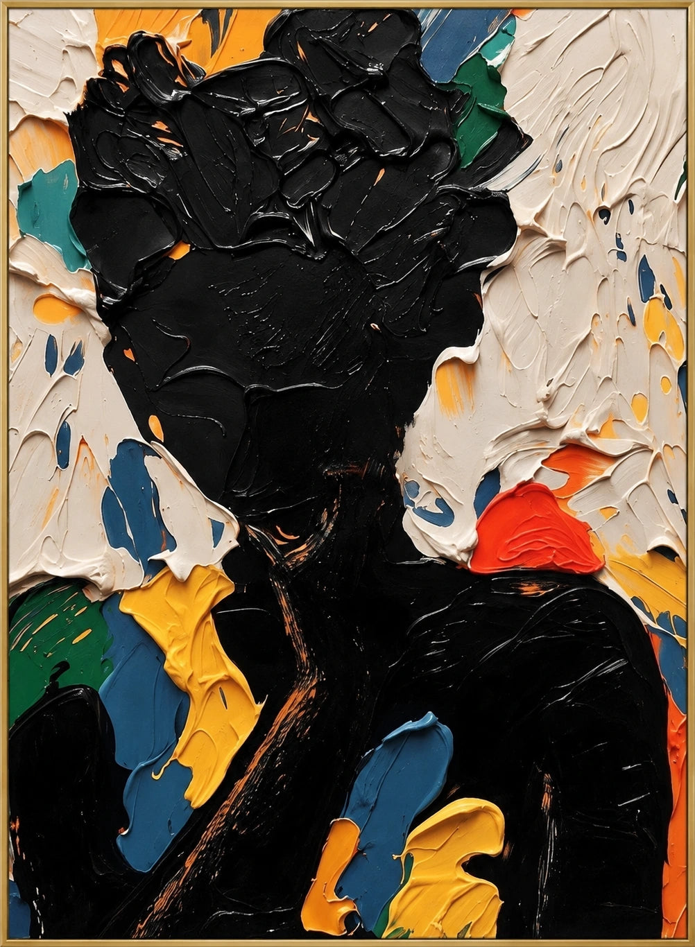 Primary Profile | Hand-Painted Portrait Oil Painting | Complete artwork front view with narrow champagne gold fine frame