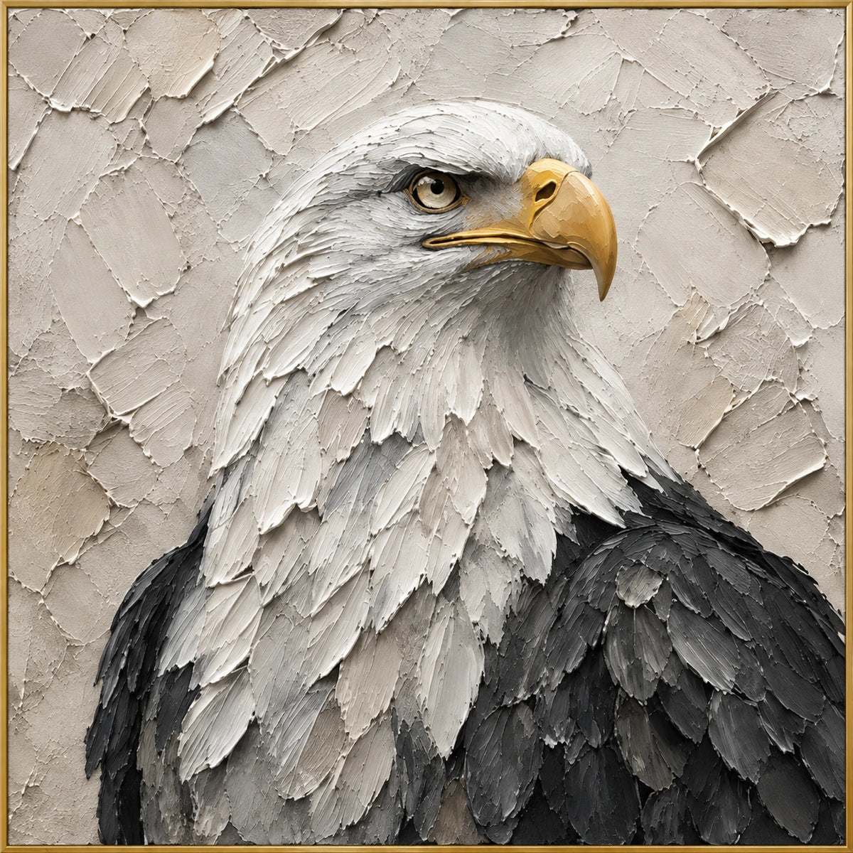 Vigil | Hand-Painted Wildlife Oil Painting | Complete artwork front view with narrow champagne gold fine frame