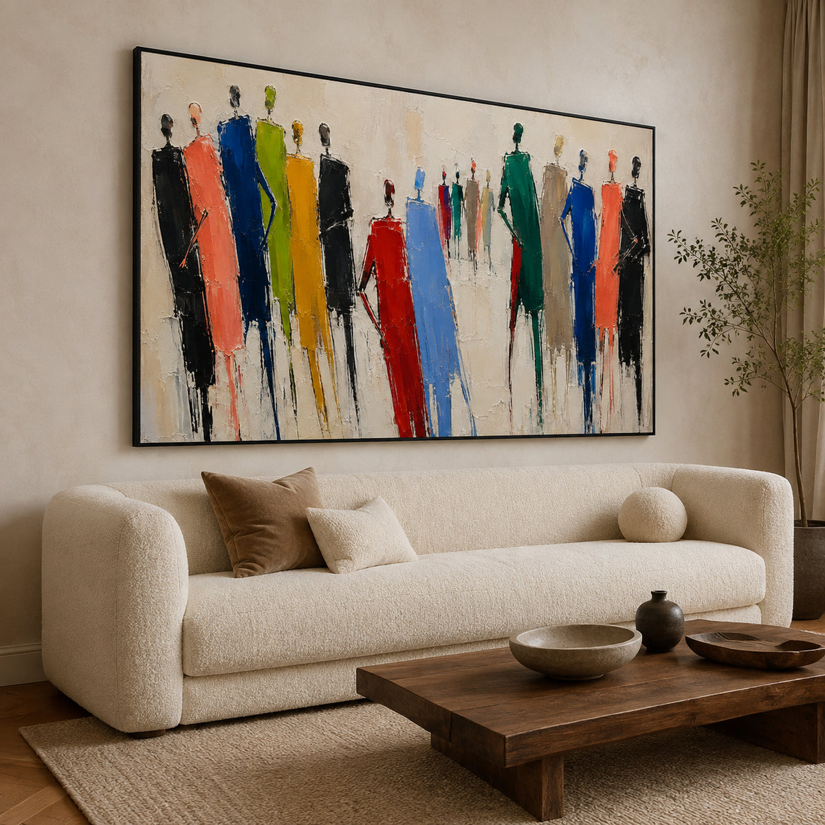 Colorful Company — Abstract Figures oil painting, view 2
