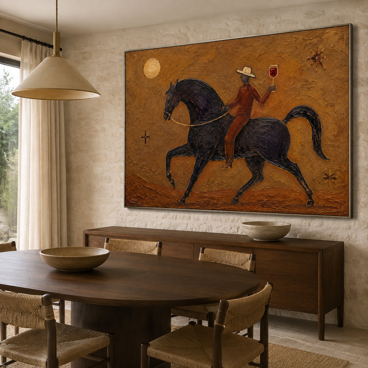 Desert Toast — Western Horse and Rider oil painting, view 5
