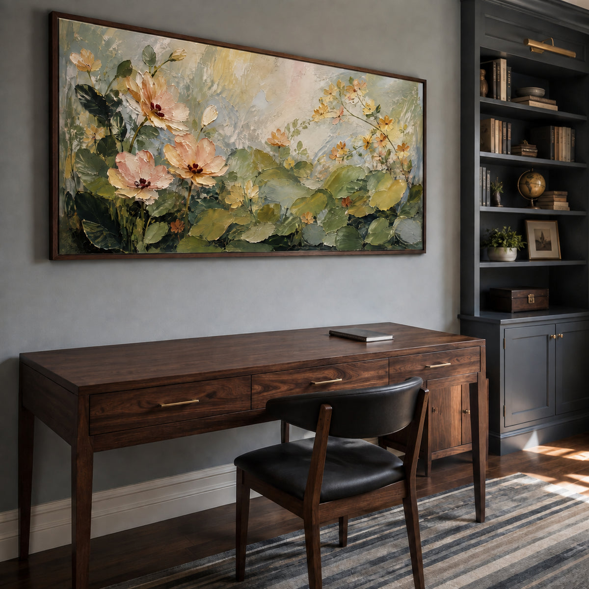 Peach Reverie — Floral Landscape oil painting, view 3