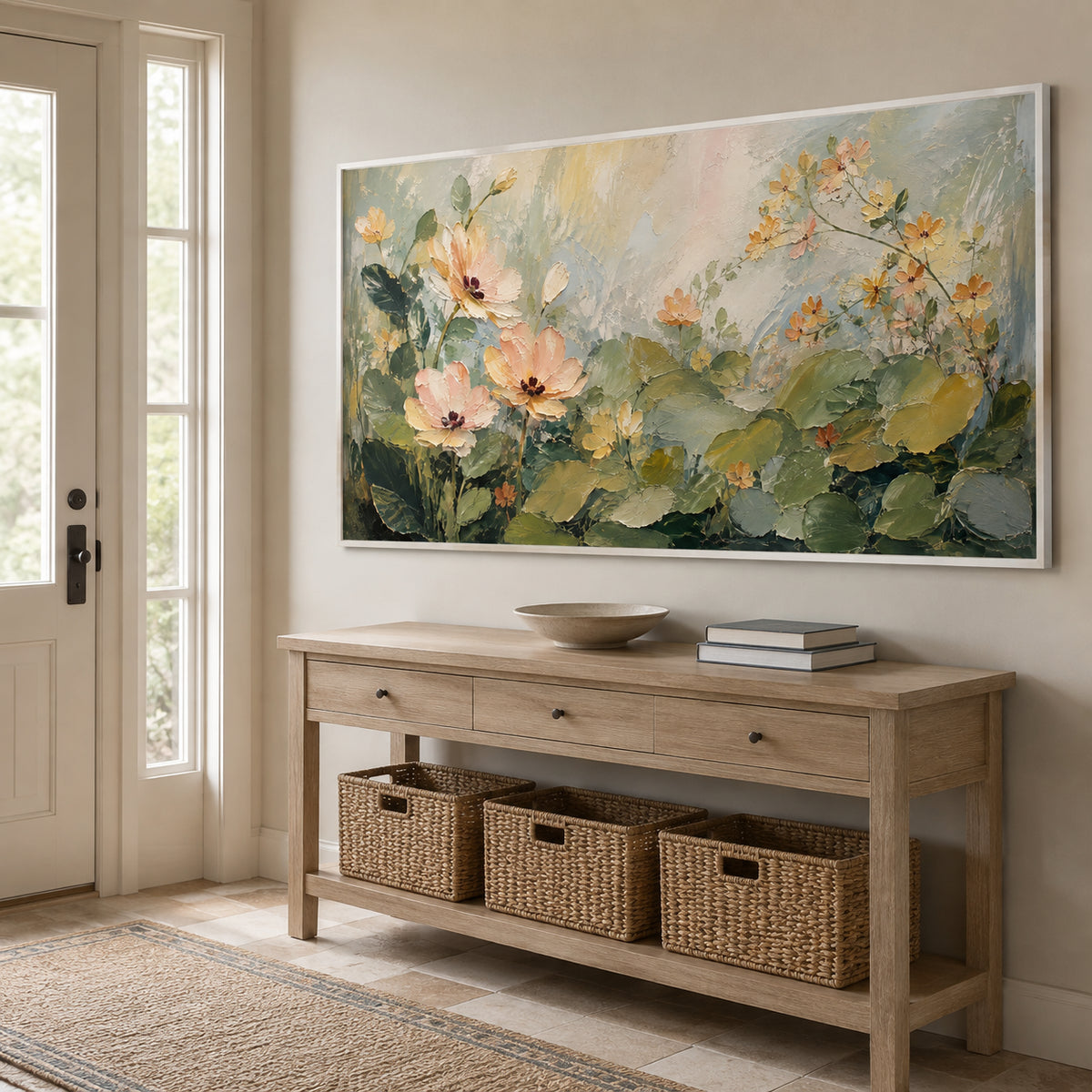 Peach Reverie — Floral Landscape oil painting, view 6