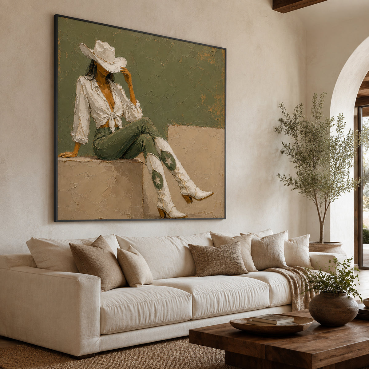 Sagebrush Reverie — Western Woman Portrait oil painting, view 2