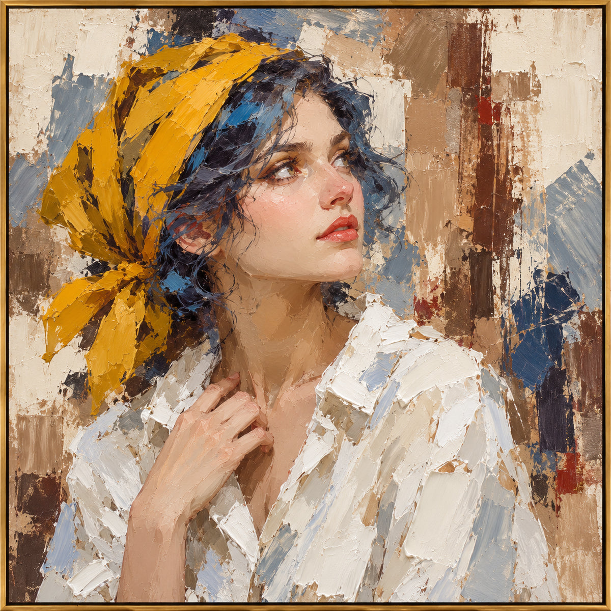 Golden Headscarf — Woman Portrait oil painting, view 1
