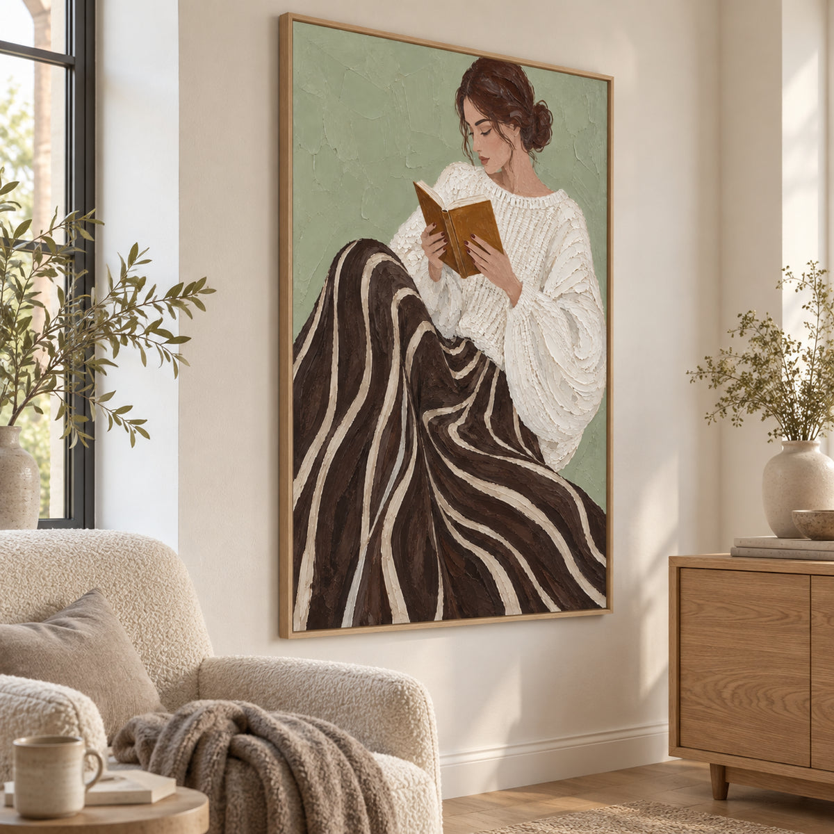 Quiet Chapter — Woman Reading oil painting, view 2