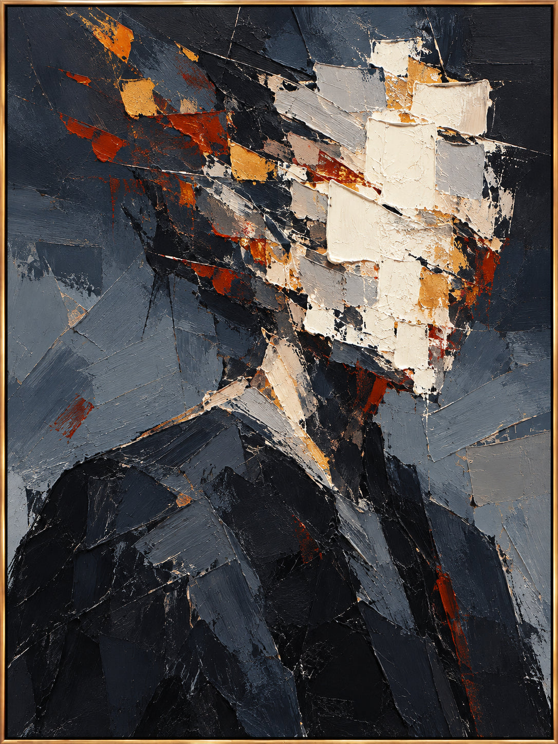 Fragmented Gentleman — Abstract Male Portrait oil painting, view 1