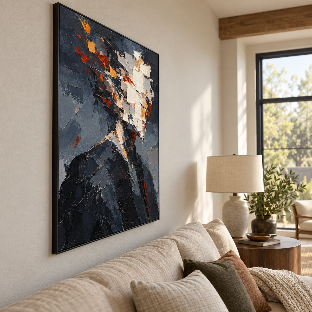 Fragmented Gentleman — Abstract Male Portrait oil painting, view 2