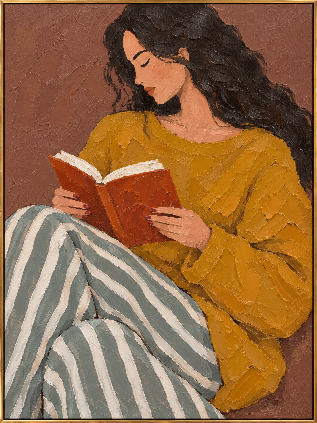 Between the Pages — Woman Reading oil painting, view 1