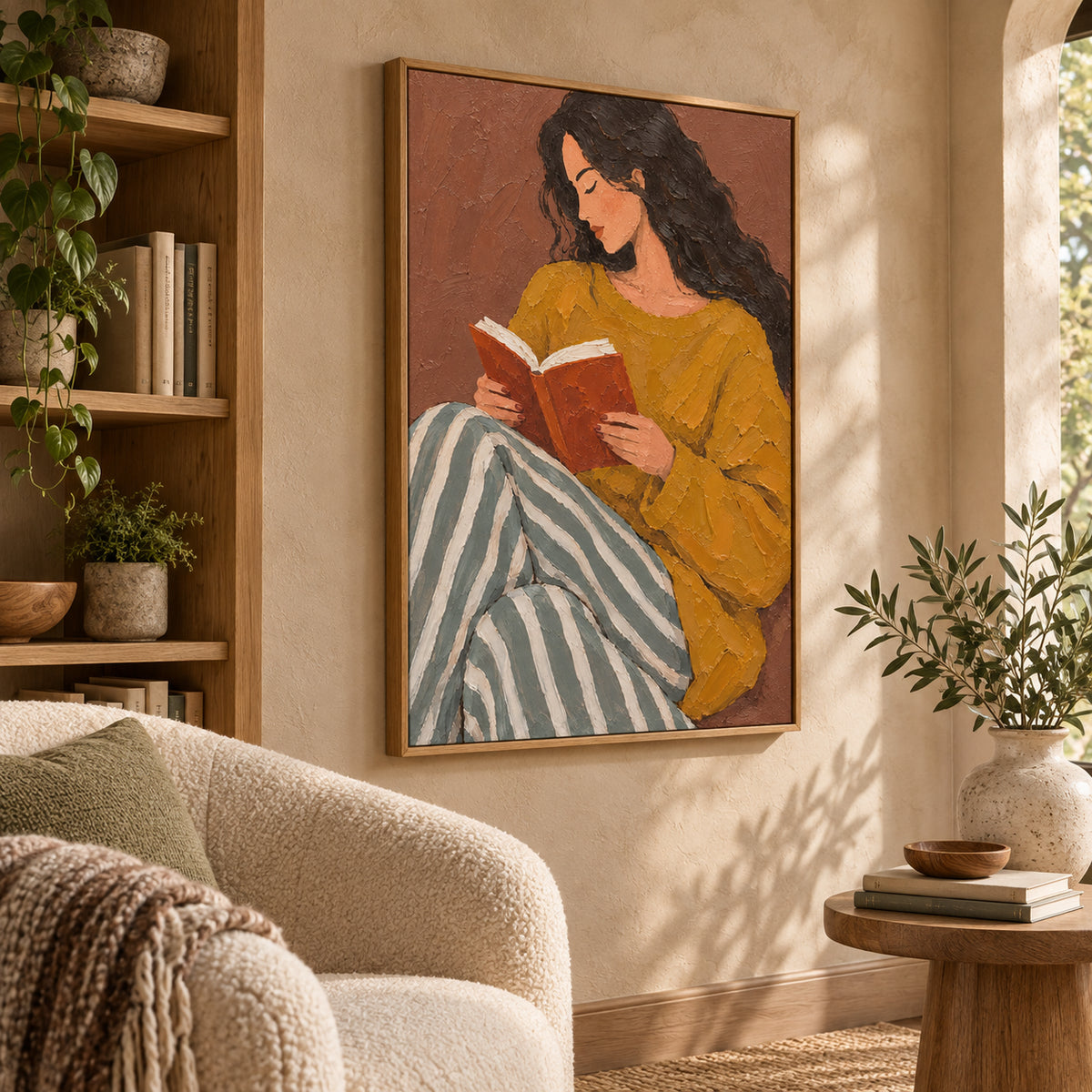 Between the Pages — Woman Reading oil painting, view 3