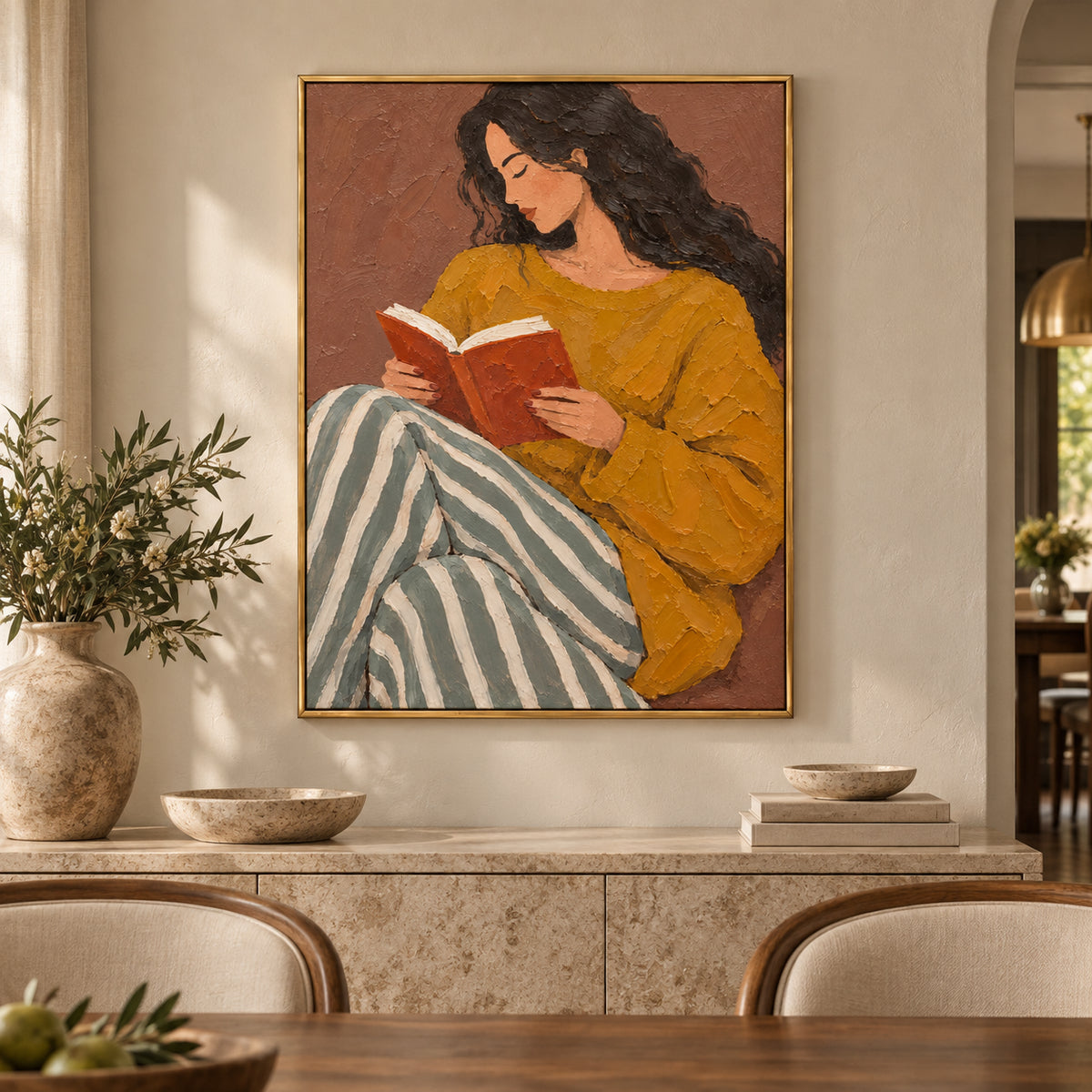 Between the Pages — Woman Reading oil painting, view 4