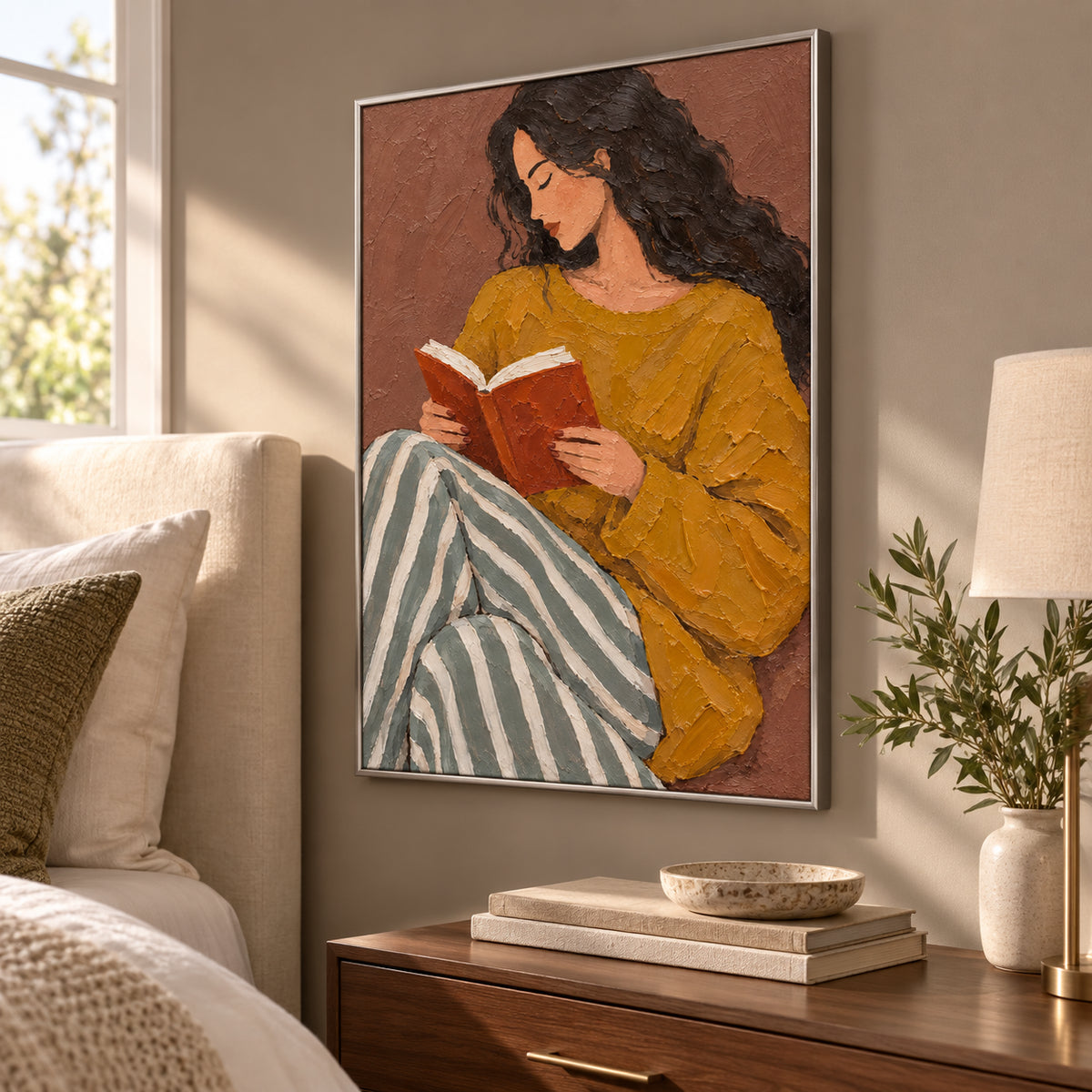 Between the Pages — Woman Reading oil painting, view 5