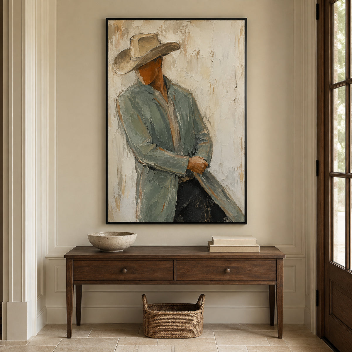 Prairie Poise — Western Cowboy Portrait oil painting, view 4