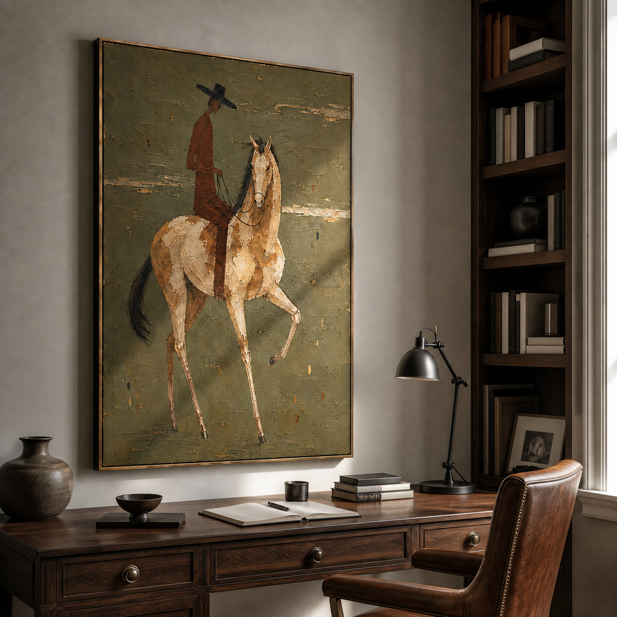 Prairie Passage — Western Horse and Rider oil painting, view 3