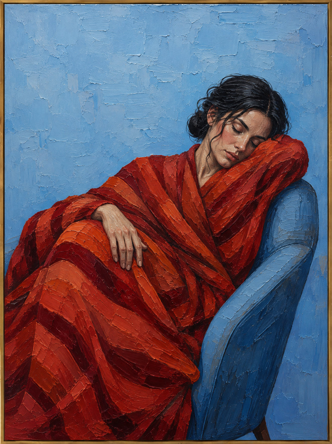 Red Repose — Reclining Woman oil painting, view 1