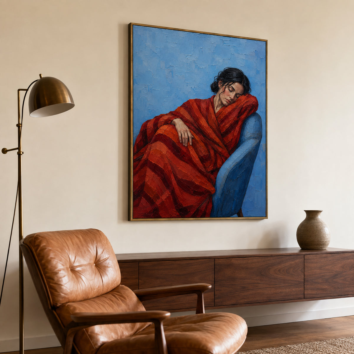 Red Repose — Reclining Woman oil painting, view 2