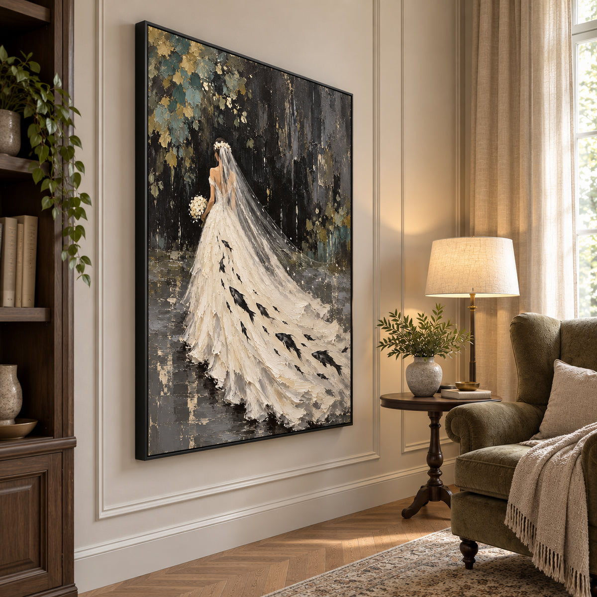 Ivory Gown — Woman in an Ivory Gown oil painting, view 3
