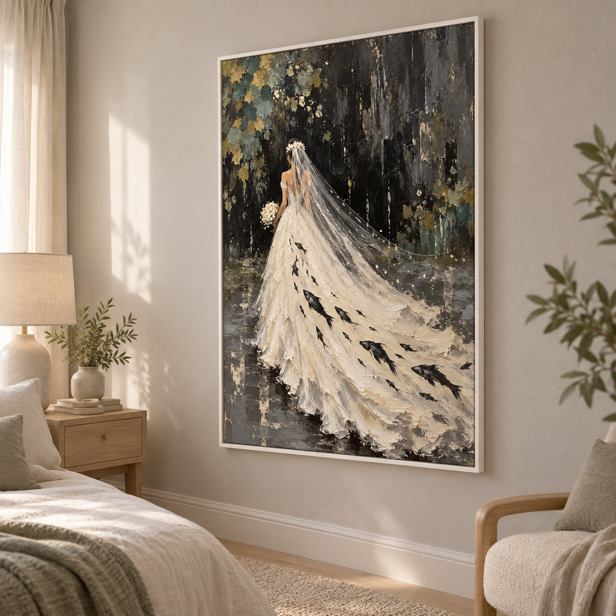 Ivory Gown — Woman in an Ivory Gown oil painting, view 5