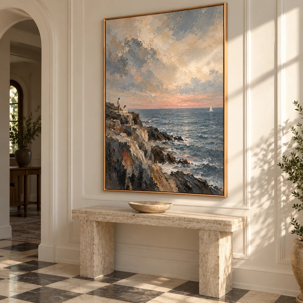 Listening Coast oil painting - entryway, right view
