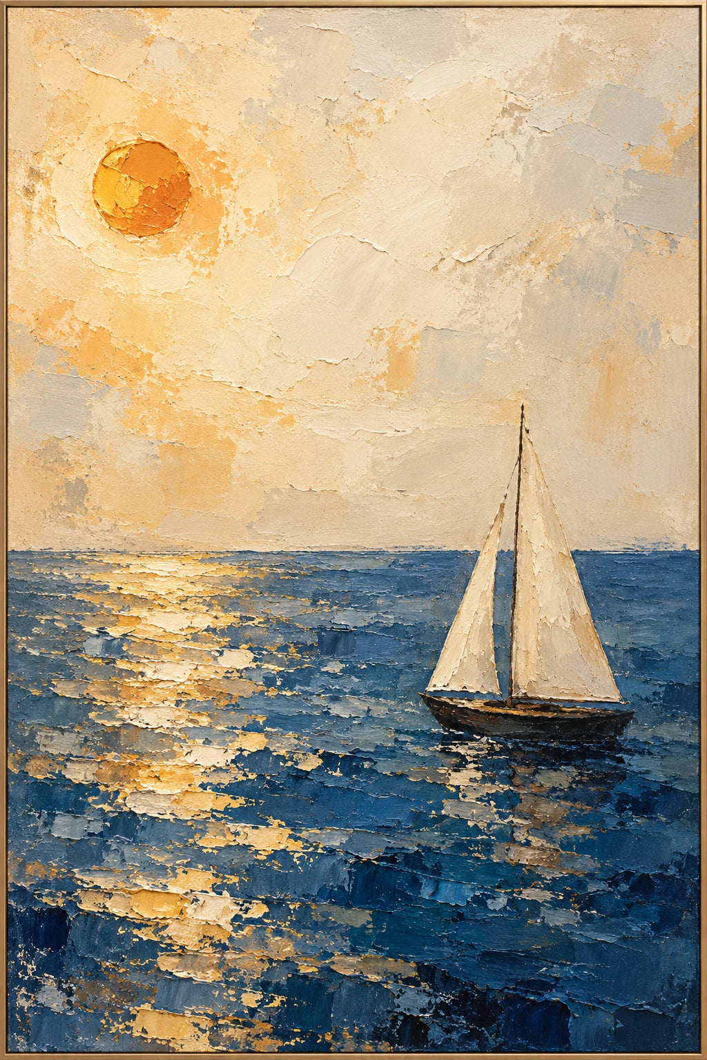 Sail into Amber oil painting - original framed artwork
