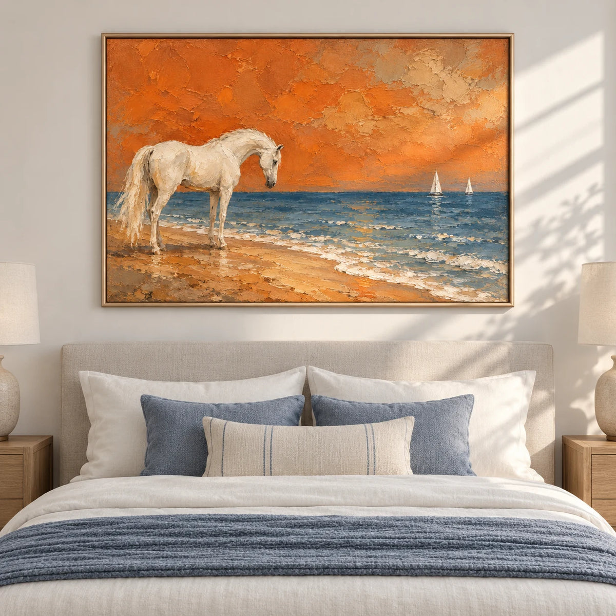 Saltwind Reverie oil painting - bedroom, front view