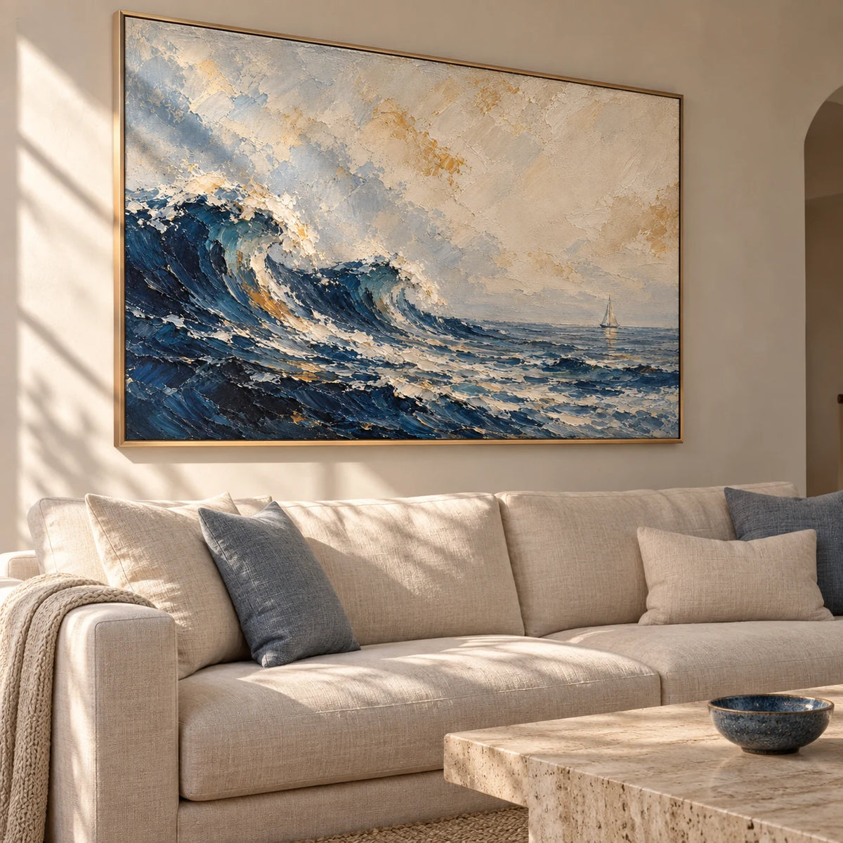 Returning Wave oil painting - living room view