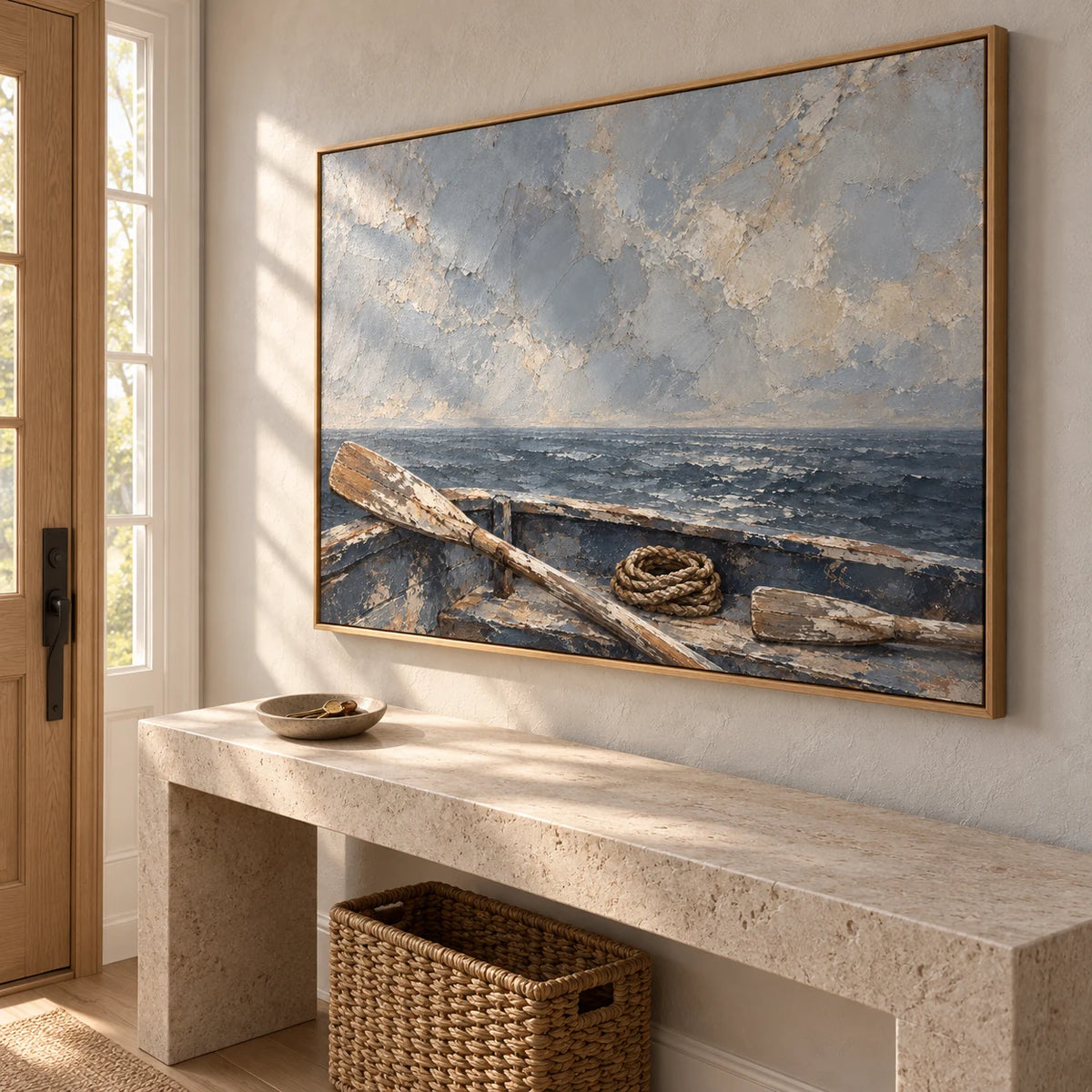 Oars at Rest oil painting - entryway right-side view