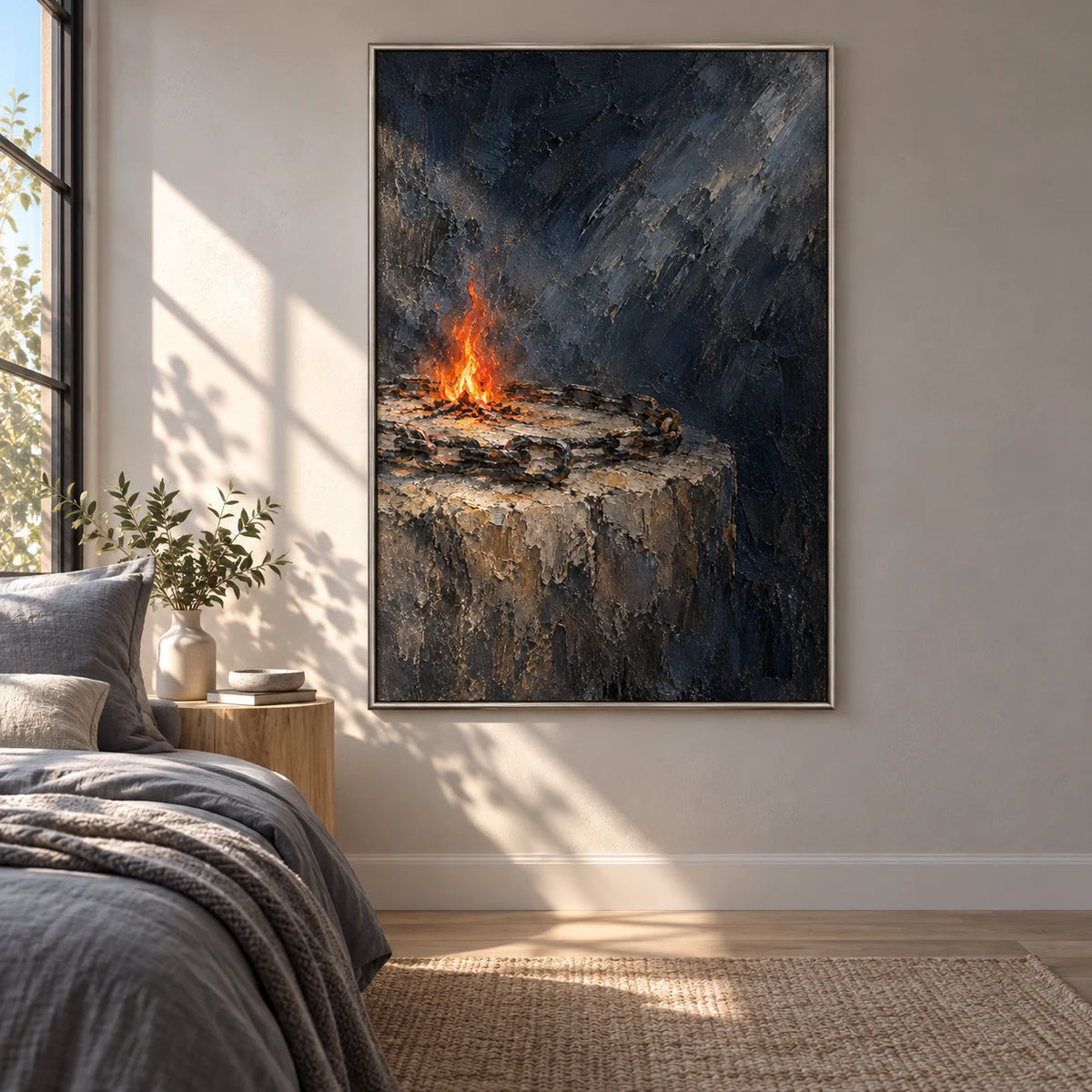 Unbound Spark oil painting - bedroom front view