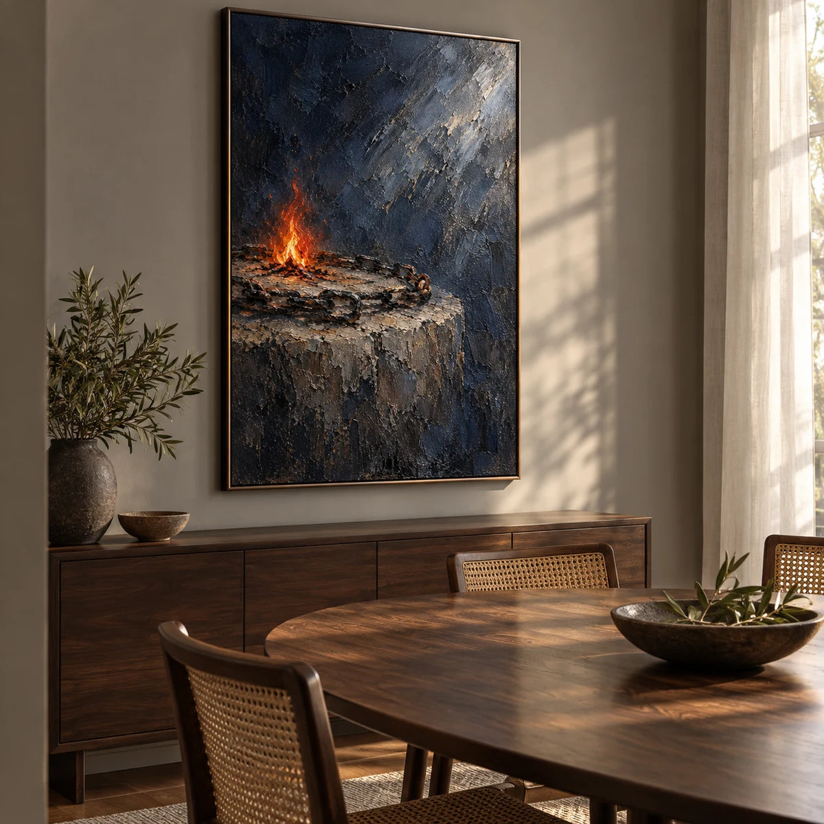 Unbound Spark oil painting - dining room view