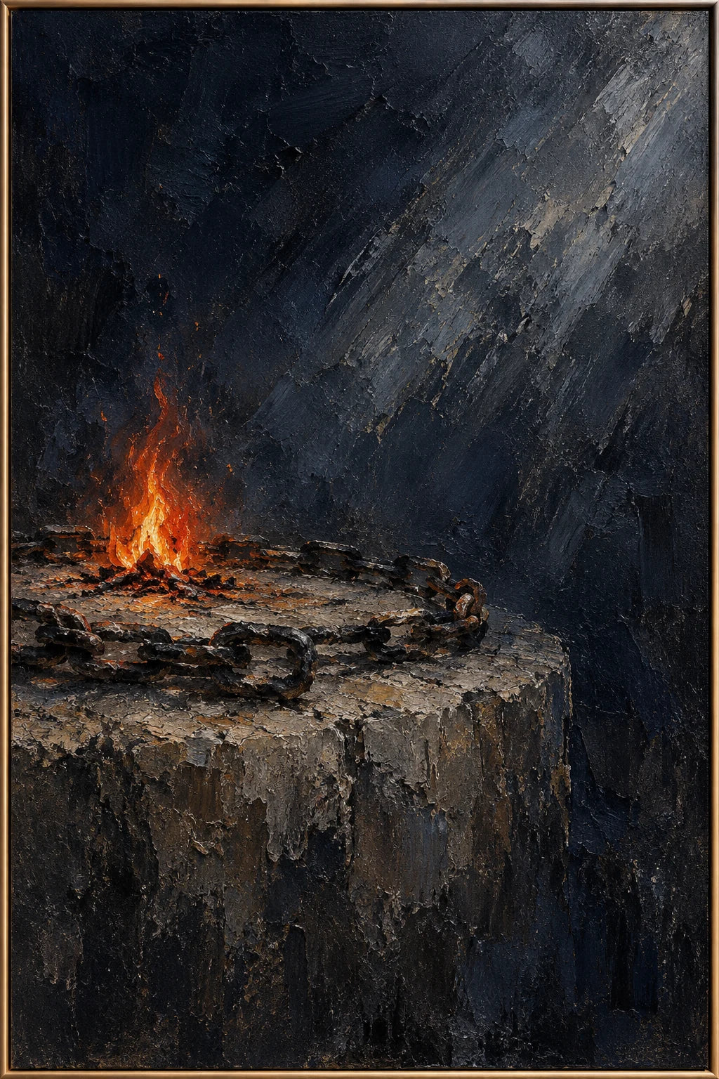 Unbound Spark oil painting - original framed artwork