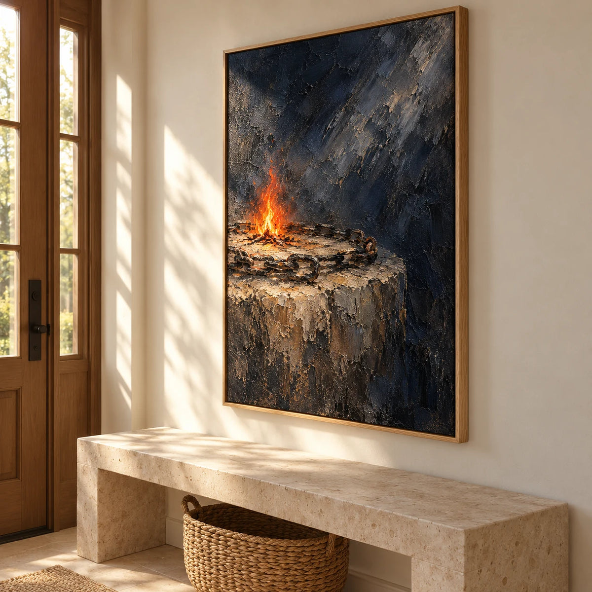 Unbound Spark oil painting - entryway right-side view
