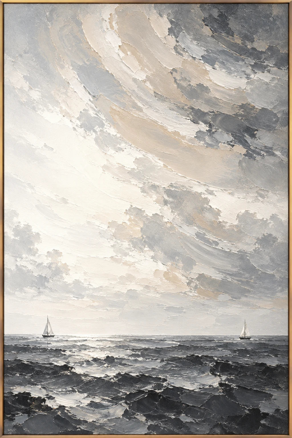 Unfolding Sky oil painting - original framed artwork
