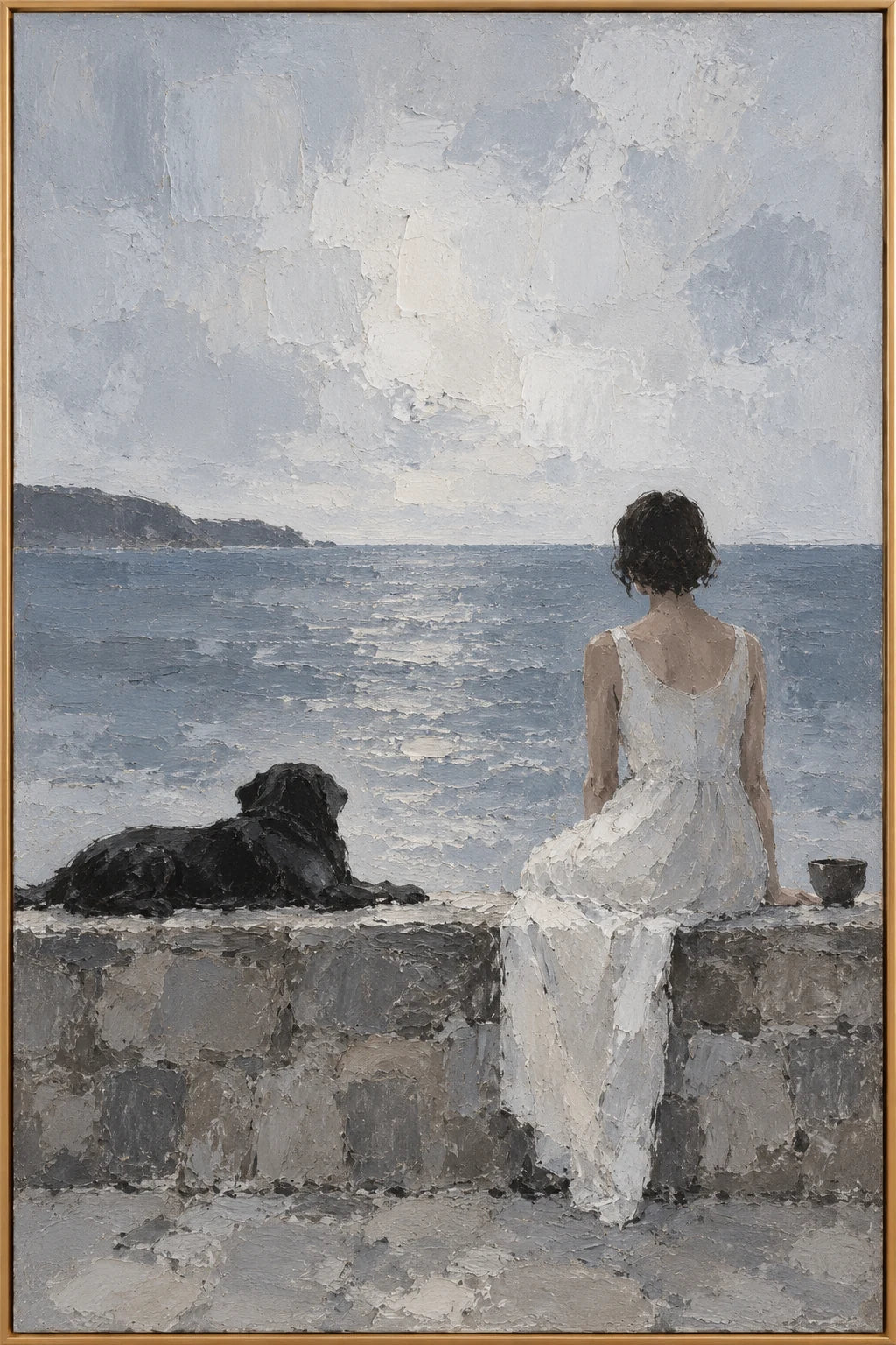 Blue Hour oil painting - original framed artwork