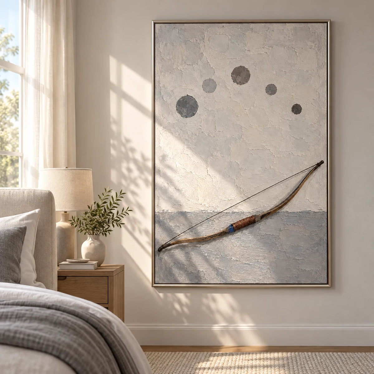 Measured Quiet oil painting - bedroom front view