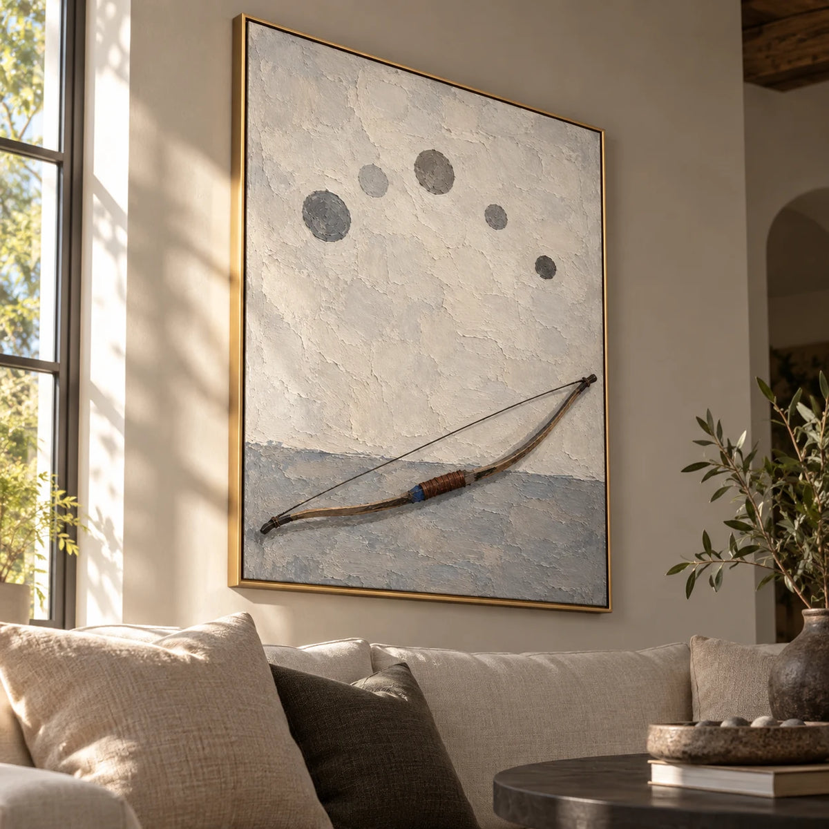 Measured Quiet oil painting - living room view