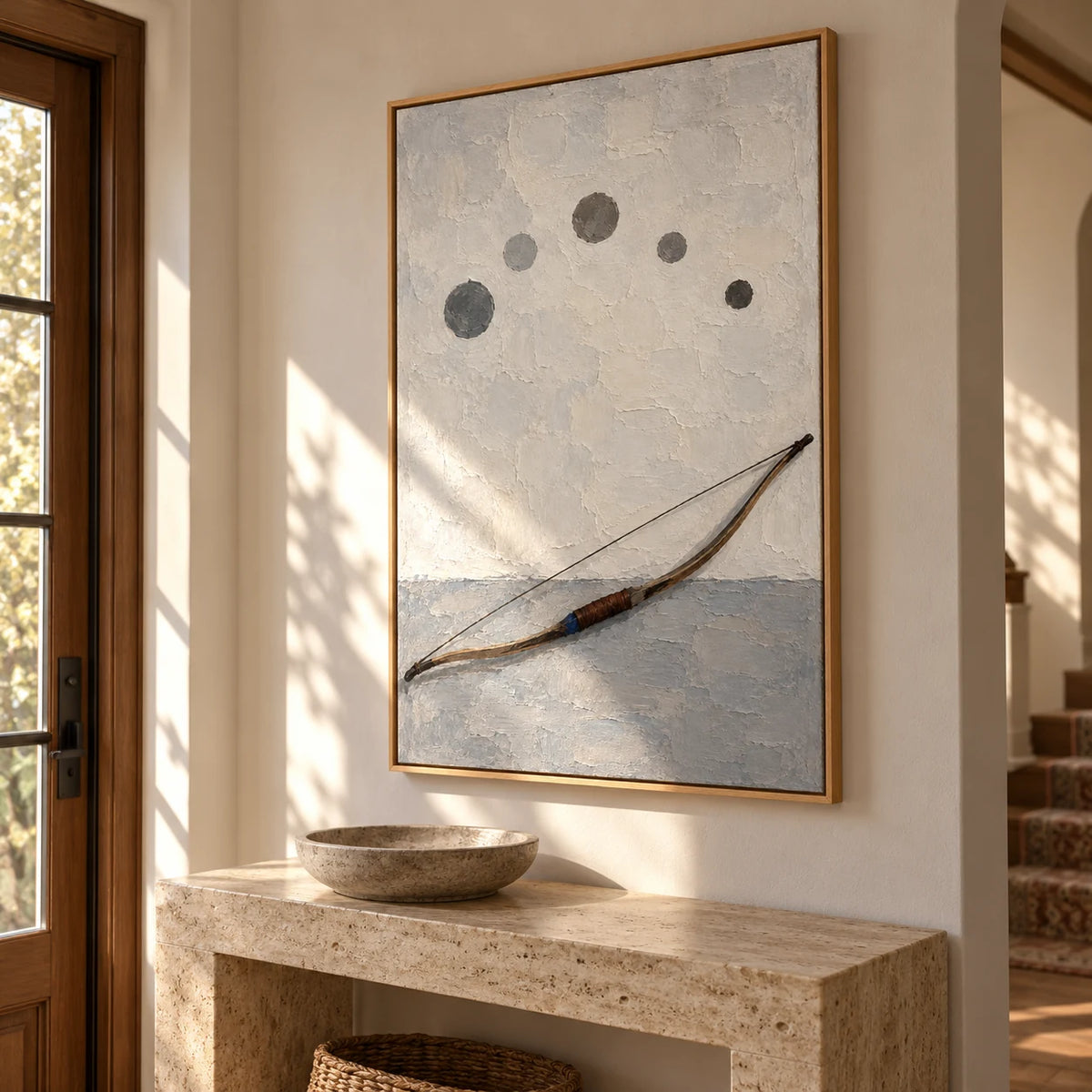 Measured Quiet oil painting - entryway right-side view