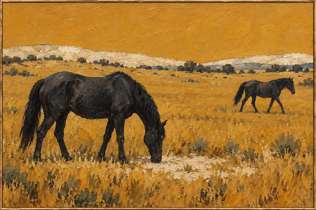 Ochre Crossing — Equestrian oil painting