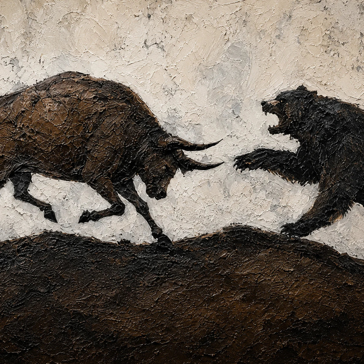 Wild Confrontation - hand-painted animal oil painting on canvas detail 6 by Realoilart