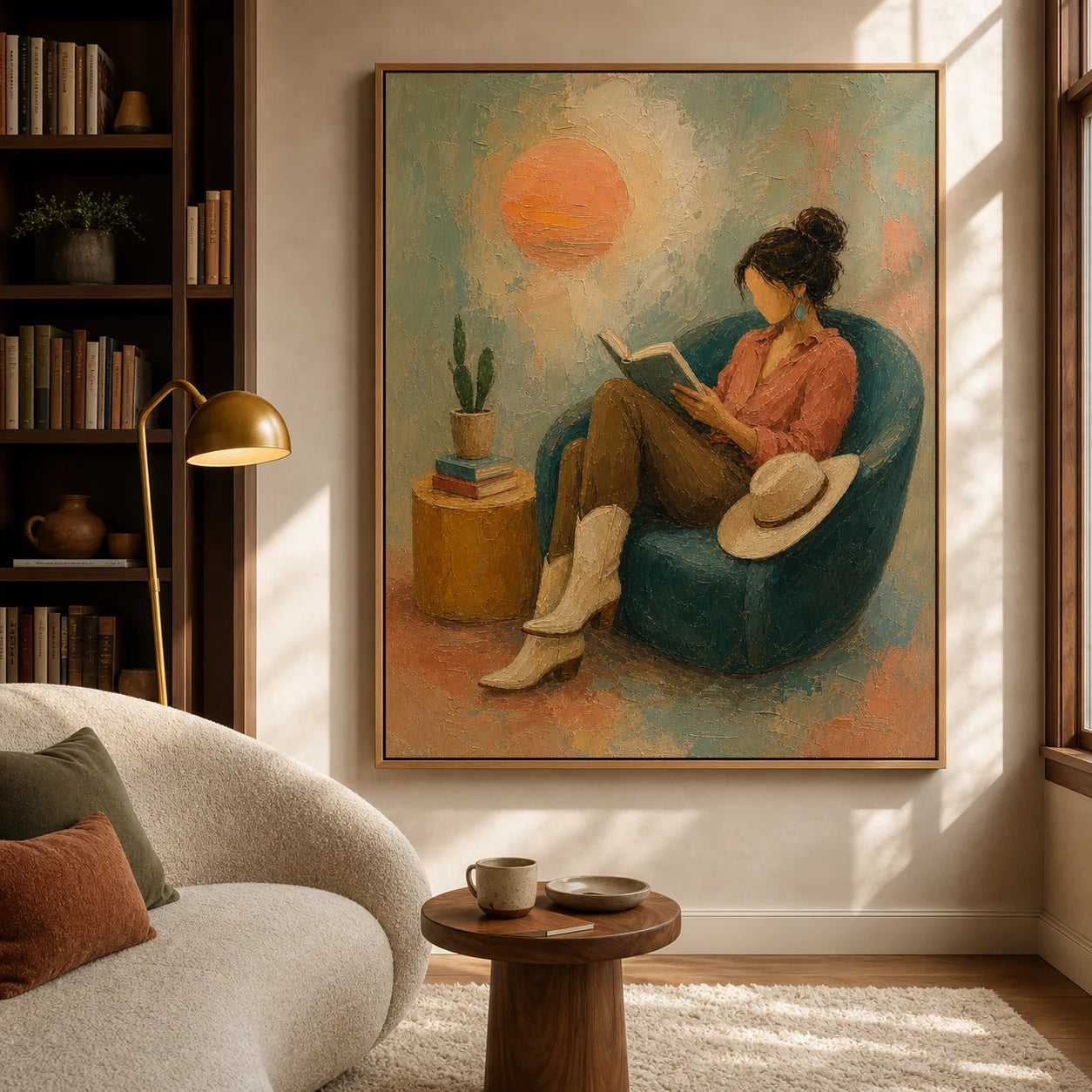 Sunlit Chapter - straight-on front view of the vertical Western oil painting