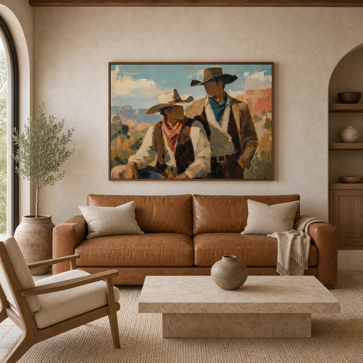 Dustbound Companions - straight-on front view of the horizontal Western oil painting