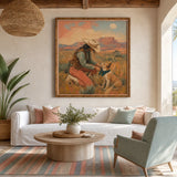 Canyon Kindred - straight-on front view of the square Western oil painting