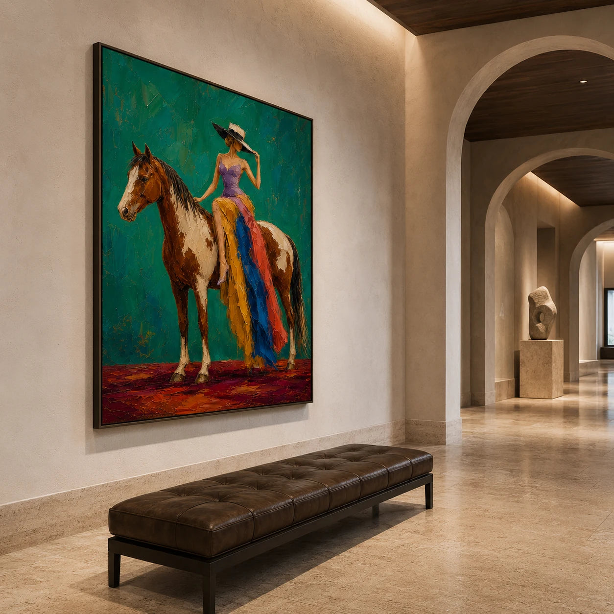 Painted Rider - displayed from a left 30-degree room angle
