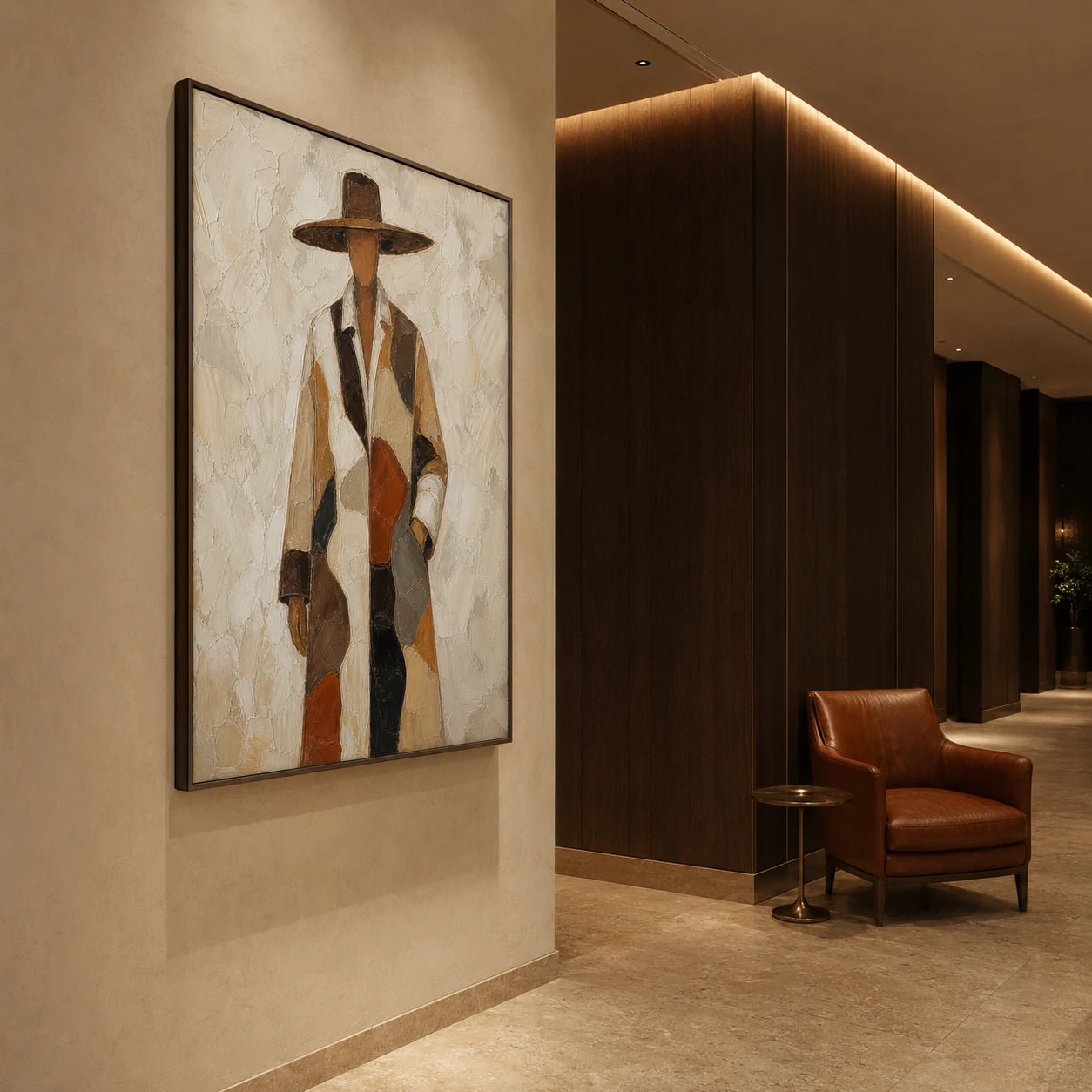 Patchwork Cowboy - displayed from a left 30-degree room angle